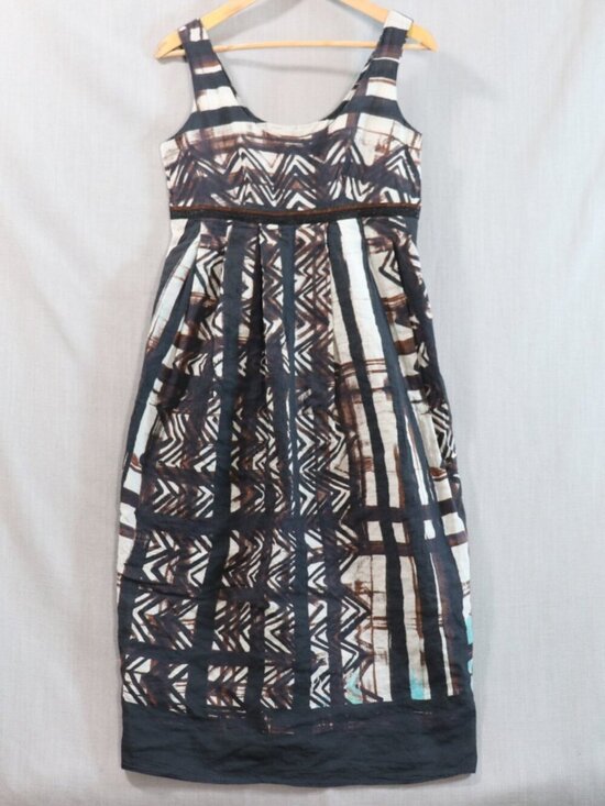 Peruvian Connection Dresses & Skirts - Peruvian Connection Batik Midi Dress Size 6 (Fits like 4/5) Black Brown Cotton